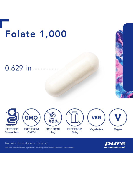 Suplemento de Folato Pure Encapsulations 90 Cápsulas - Salud del Corazón Suplemento de Folato Pure Encapsulations 90 Cápsulas - Salud del Corazón