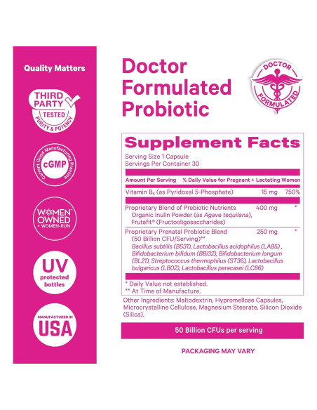 Probioticos Prenatales Pink Stork 30 Cápsulas - Vitamina B6 Probioticos Prenatales Pink Stork 30 Cápsulas - Vitamina B6