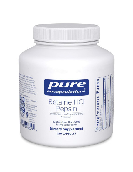 Suplemento Digestivo Betaína HCl Pepsina Pure Encapsulations 250 Cápsulas Suplemento Digestivo Betaína HCl Pepsina Pure Encapsulations 250 Cápsulas