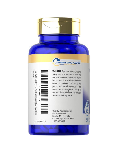 Carlyle Vitamina B12 Methylcobalamin 5000 mcg 60 Tabletas Carlyle Vitamina B12 Methylcobalamin 5000 mcg 60 Tabletas