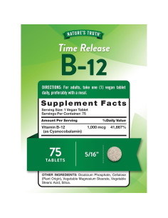 Suplemento Vitamina B12 Nature's Truth 1000 mcg 75 Tabletas Veganas 2