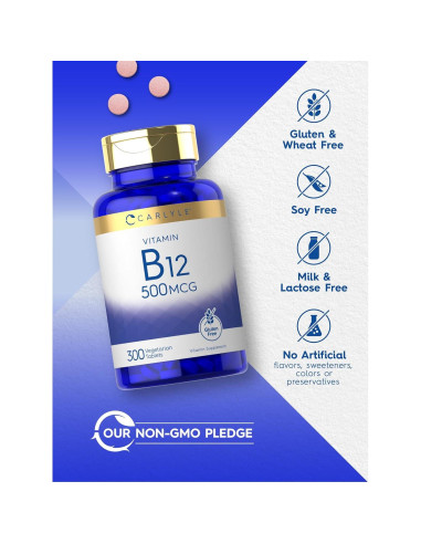 Carlyle Vitamina B12 500 mcg 300 Tabletas Vegetariana
