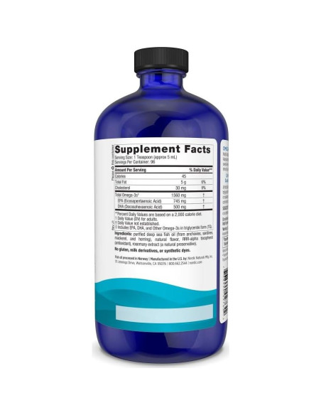Omega-3 Líquido Nordic Naturals 473 ml Limón 1560 mg EPA DHA Omega-3 Líquido Nordic Naturals 473 ml Limón 1560 mg EPA DHA