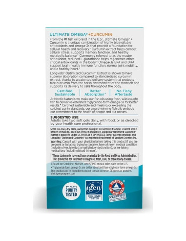 Suplemento Omega-3 y Curcumina Nordic Naturals 1200 mg - 60 Geles