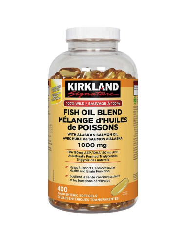 Aceite de Pescado Salvaje Kirkland 1000mg 400 Cápsulas Blandas
