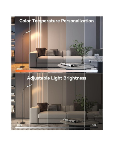 Lámpara de Pie LED Tigial con Control Remoto y Brillo Ajustable