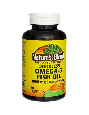 Aceite de Pescado Omega-3 Nature's Blend 60 Cápsulas Sin Olor