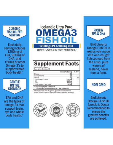 Suplemento Omega 3 BioSchwartz 1500mg + Cúrcuma 2 Meses