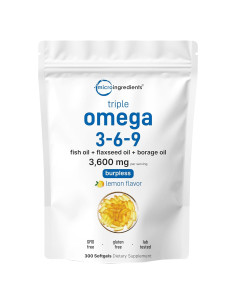 Omega 3-6-9 Micro Ingredients 3600mg 300 Gelatinas Blandas Limón