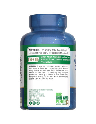 Suplemento Glicinato de Magnesio Nature's Truth 250mg 60 Cápsulas