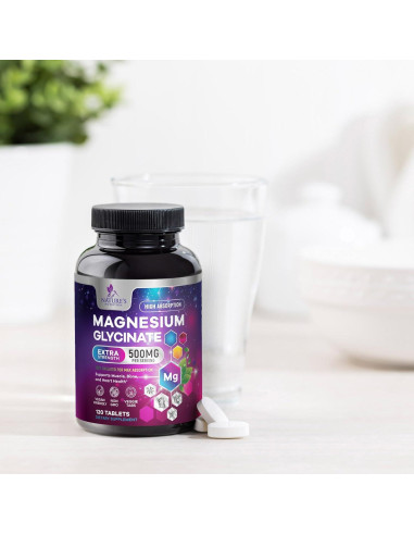 Glicinato de Magnesio 500mg - Suplemento Natural - 120 Tabletas