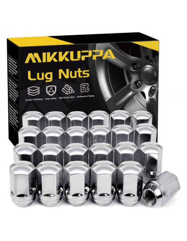 MIKKUPPA Tuercas de Rueda M14x1.5 Cromo 24pcs para Chrysler