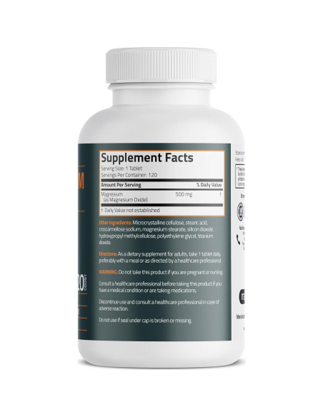 Bronson Magnesio 500 MG - 120 Tabletas Vegetarianas Salud Ósea Bronson Magnesio 500 MG - 120 Tabletas Vegetarianas Salud Ósea