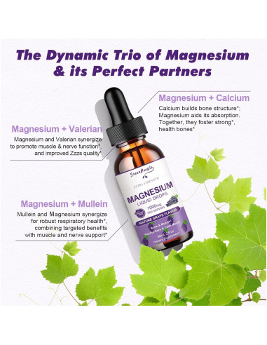 Glicinato de Magnesio Líquido 1000mg - 59ml Uva Sin Azúcar