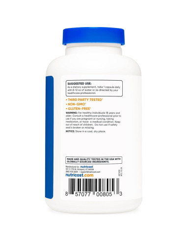 Óxido de Magnesio Nutricost 375mg 240 Cápsulas Sin Gluten