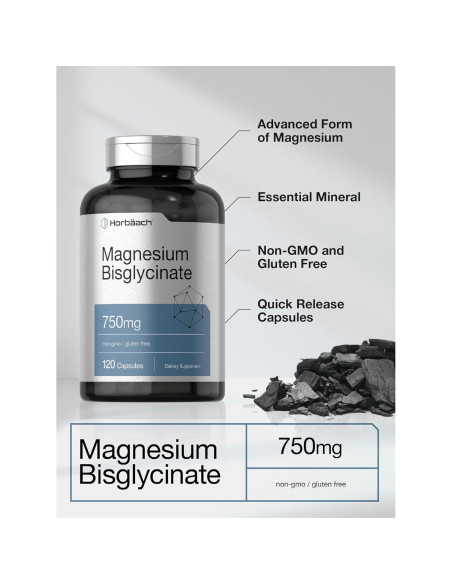 Bisglicinato de Magnesio Horbach 750mg 120 Cápsulas Sin Gluten Bisglicinato de Magnesio Horbach 750mg 120 Cápsulas Sin Gluten