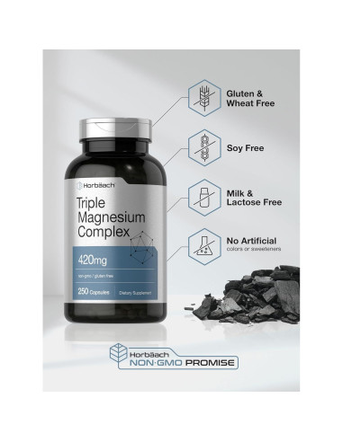 Complejo de Magnesio Triple Horbaach 420 mg 250 Cápsulas Sin OGM