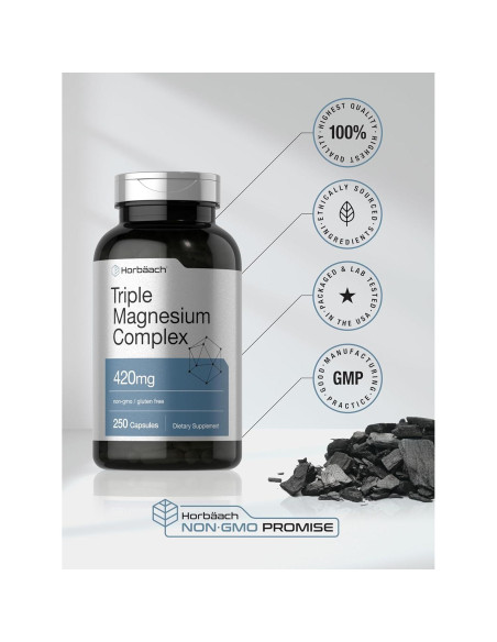 Complejo de Magnesio Triple Horbaach 420 mg 250 Cápsulas Sin OGM Complejo de Magnesio Triple Horbaach 420 mg 250 Cápsulas Sin OGM