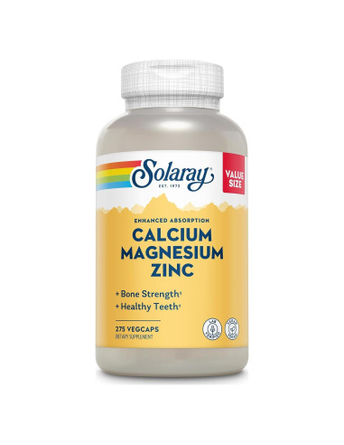 Suplemento Calcio Magnesio Zinc Solaray 1000mg 500mg 275 VegCaps