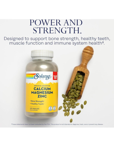 Suplemento Calcio Magnesio Zinc Solaray 1000mg 500mg 275 VegCaps