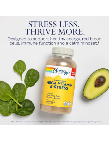 Solaray Mega Vitamina B Estrés y Glicinato de Magnesio 350mg