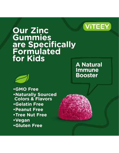 Gomitas de Zinc Viteey para Niños 15mg - Veganas y Sin Gluten Gomitas de Zinc Viteey para Niños 15mg - Veganas y Sin Gluten