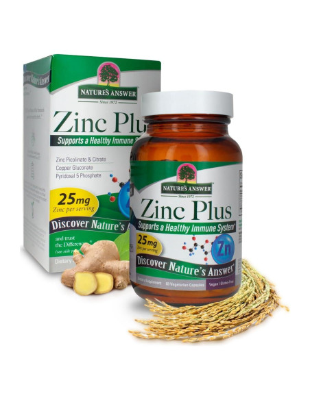 Zinc Plus Nature's Answer 25mg 60 Cápsulas Veganas Inmunidad Zinc Plus Nature's Answer 25mg 60 Cápsulas Veganas Inmunidad