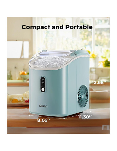 Máquina de Hielo Nugget Silonn SLIM17G1 Portátil Verde