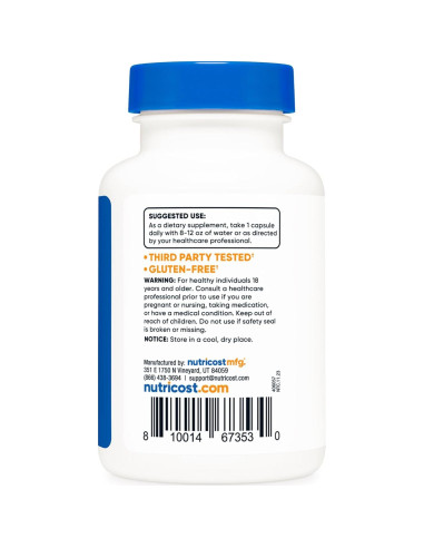 Nutricost Picolinato de Zinc 30mg 120 Cápsulas Sin Gluten