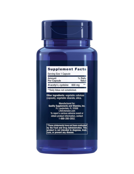 Life Extension N-Acetyl-L-Cysteine 600 mg + Zinc 50 mg 90 Cápsulas Life Extension N-Acetyl-L-Cysteine 600 mg + Zinc 50 mg 90 Cápsulas