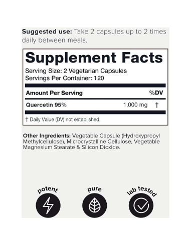 Cápsulas de Quercetina Toniiq 1000mg - 240 Cápsulas Pureza 95%