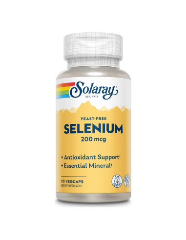 Suplemento de Selenio Solaray 200 mcg Vegano 90 Cápsulas