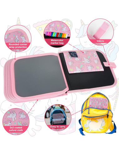 Juego de Dibujo Borrable Qrytoi Unicornio Rosa 14 Páginas