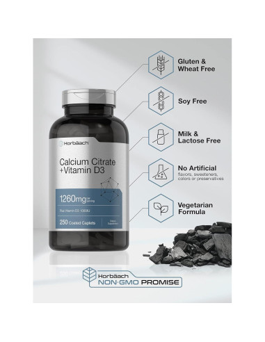 Citrato de Calcio Horbach con Vitamina D3 1260 mg 250 Tabletas