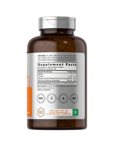Suplemento de Calcio Horbach 600 mg + Vitamina D3 120 Gelatinas