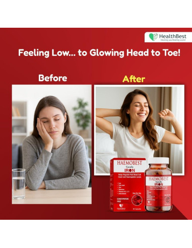 Cápsulas de Hierro Suave HealthBest con Vitamina C - 60 Unidades