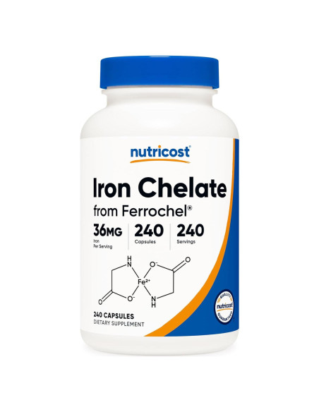 Suplemento de Hierro Quelado Nutricost Ferrochel 36mg 240 Cápsulas Suplemento de Hierro Quelado Nutricost Ferrochel 36mg 240 Cápsulas