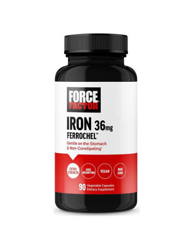 Suplemento de Hierro Force Factor 36mg 90 Cápsulas Veganas
