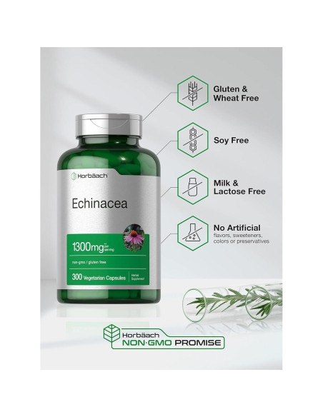 Cápsulas de Equinácea Horbach 1300mg - 300 Unidades - Vegano Cápsulas de Equinácea Horbach 1300mg - 300 Unidades - Vegano