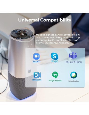 Webcam COOLPO Huddle Pana 4K 360 con Micrófono y Altavoz