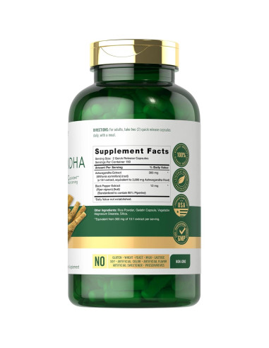 Suplemento de Ashwagandha Carlyle 3000mg 300 Cápsulas Sin OGM