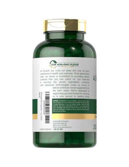 Suplemento de Ashwagandha Carlyle 3000mg 300 Cápsulas Sin OGM Suplemento de Ashwagandha Carlyle 3000mg 300 Cápsulas Sin OGM