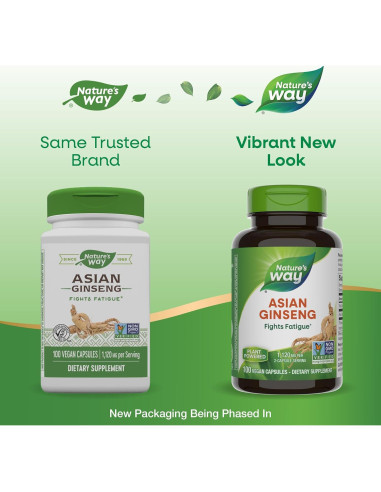 Ginseng Asiático Nature's Way 1120mg 100 Cápsulas Veganas