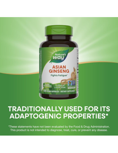 Ginseng Asiático Nature's Way 1120mg 100 Cápsulas Veganas