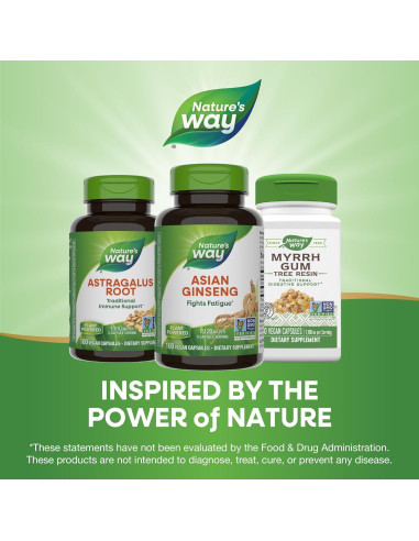 Ginseng Asiático Nature's Way 1120mg 100 Cápsulas Veganas