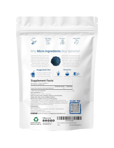 Polvo de Espirulina Azul Orgánica Micro Ingredients 60g - Sin Olor a Pescado 2