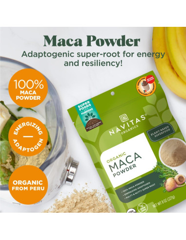 Polvo de Maca Orgánica Navitas 113.4g - Adaptógeno Energizante