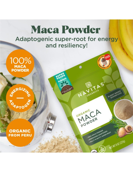 Polvo de Maca Orgánica Navitas 113.4g - Adaptógeno Energizante Polvo de Maca Orgánica Navitas 113.4g - Adaptógeno Energizante
