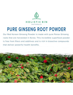 Polvo de Ginseng Rojo Coreano Holistic Bin 50g Vegano Sin Gluten 2