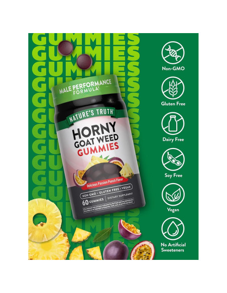Gomitas Veganas Nature's Truth de Hierba de Cabra Horny 60 g Gomitas Veganas Nature's Truth de Hierba de Cabra Horny 60 g